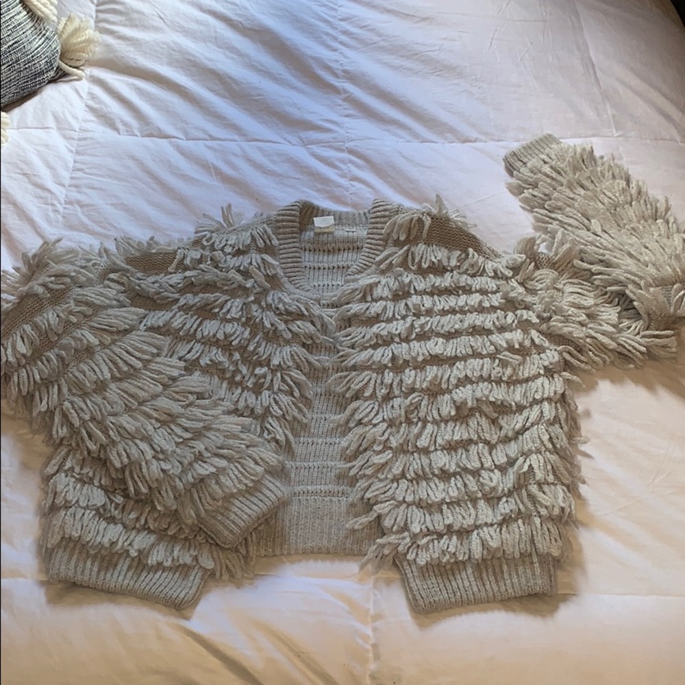GAP Grey Fringe Cardigan- Size Small